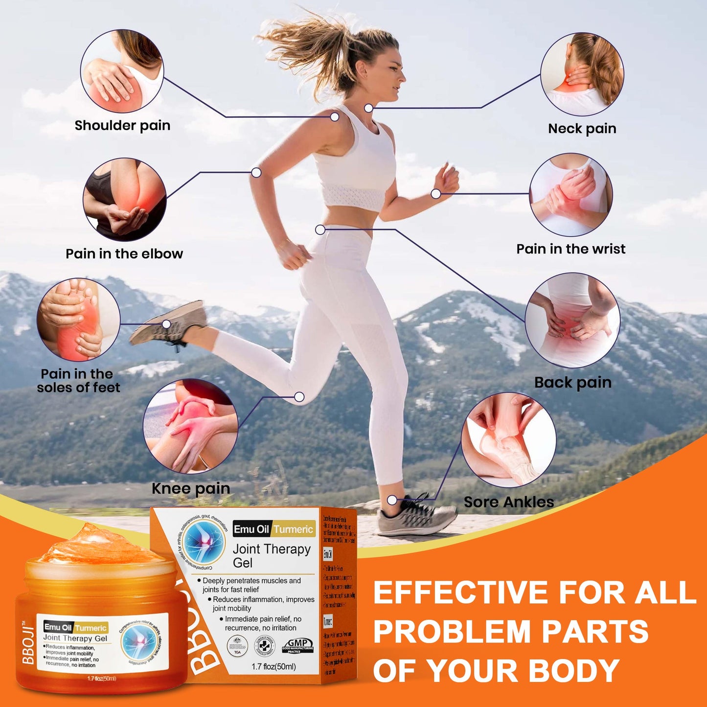 BBOJI™ Turmeric & Emu Oil Arthritis Soothing Pain Relief Massage Gel