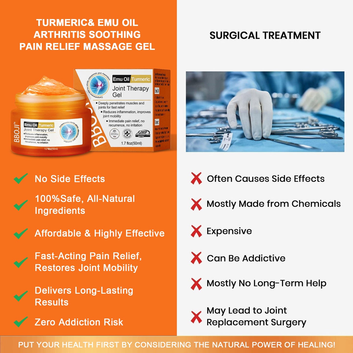 BBOJI™  Turmeric & Emu Oil Arthritis Soothing Pain Relief Massage Gel